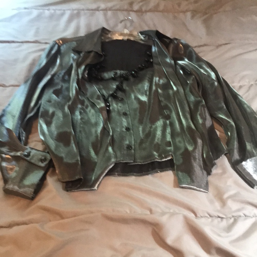 Elegant Silver Evening Wear XL Nicola Blouse